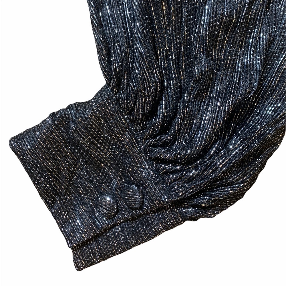 Zara black metallic long sleeve crop top XS nwt - Picture 6 of 11